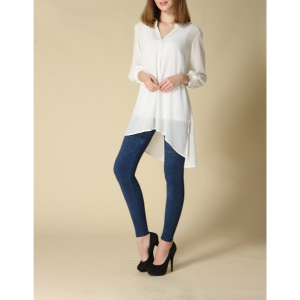 NWT Chiffon Button Down Tunic 3/4 Sleeve S/M Black & White Available